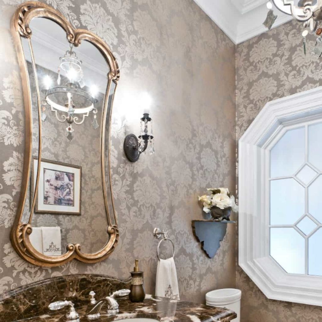 mixing silver and gold powder room luxury